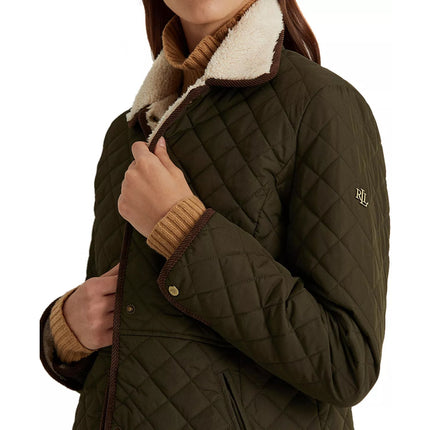 Ralph Lauren Women's Corduroy Trim Quilted Coat Litchfield - Ready to Ship