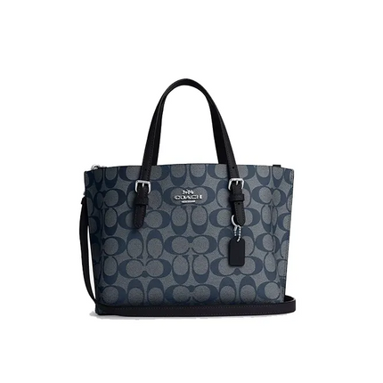 Coach Women's Mollie Tote 25 In Signature Canvas Silver/Denim/Midnight Navy