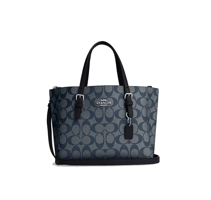 Coach Women's Mollie Tote 25 In Signature Canvas Silver/Denim/Midnight Navy