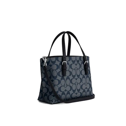 Coach Women's Mollie Tote 25 In Signature Canvas Silver/Denim/Midnight Navy