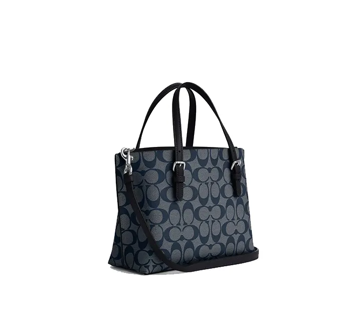 Coach Women's Mollie Tote 25 In Signature Canvas Silver/Denim/Midnight Navy