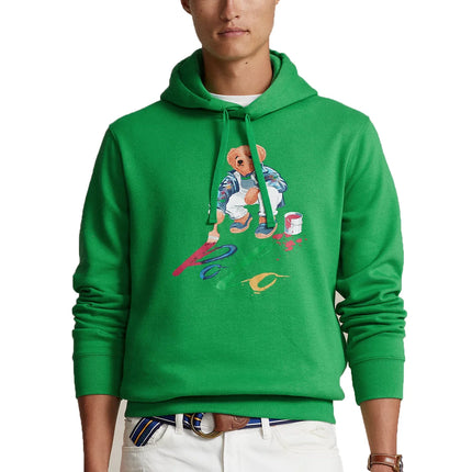 Polo Ralph Lauren Men's Print Polo Bear Fleece Hoodie Preppy Green