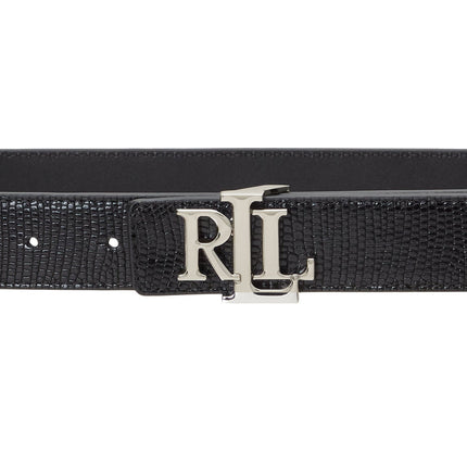 Polo Ralph Lauren Women's Logo Reversible Lizard Embossed Belt Black