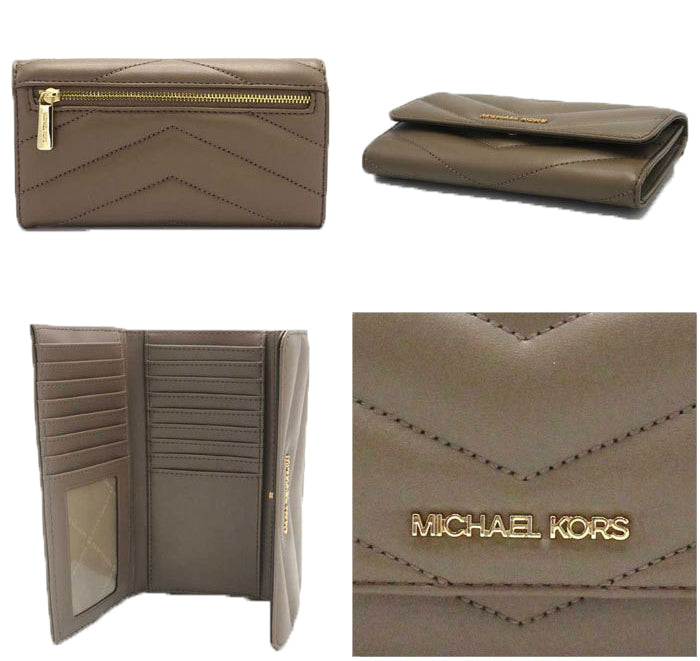 Michael Kors Women's Jet Set Travel Soft Quilted Leather Large Trifold Wallet Dusk - Ready to Ship