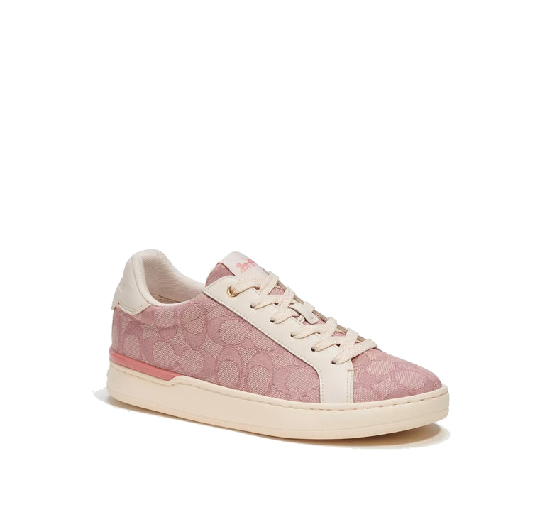 Coach Women's Clip Low Top In Signature Jacquard Pink