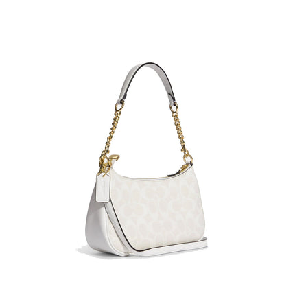 Coach Women's Teri Shoulder Bag In Signature Canvas Gold/Chalk/Glacierwhite