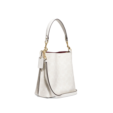 Coach Women's Mollie Bucket Bag 22 In Signature Canvas Gold/Chalk/Glacierwhite