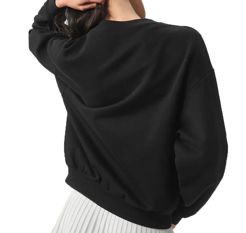 Alo Yoga Women's Accolade Crew Neck Pullover Black - Ready to Ship