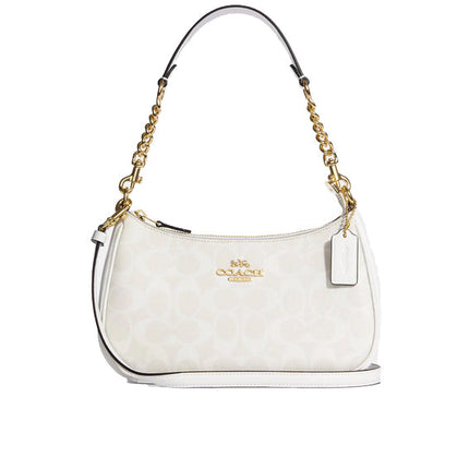 Coach Women's Teri Shoulder Bag In Signature Canvas Gold/Chalk/Glacierwhite