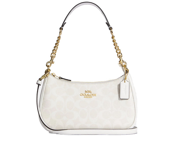 Coach Women's Teri Shoulder Bag In Signature Canvas Gold/Chalk/Glacierwhite