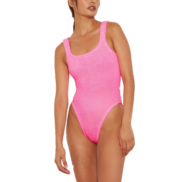 HUNZA G Women's Square Neck Swim Bubblegum