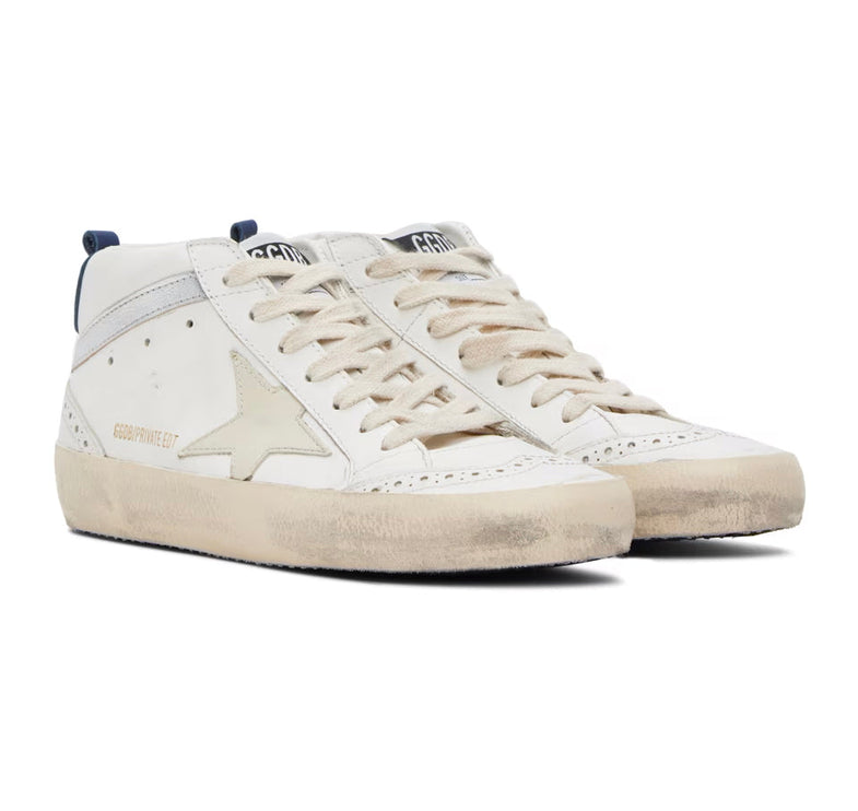 Golden Goose Women's Mid Star Sneakers White/Ivory/Silver