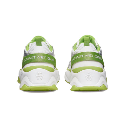 Stuart Weitzman Women's SW Trainer Calf Leather/Mesh/White/Light Green