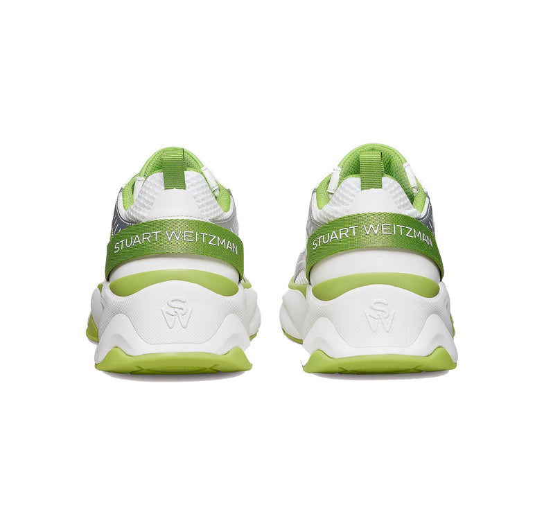 Stuart Weitzman Women's SW Trainer Calf Leather/Mesh/White/Light Green