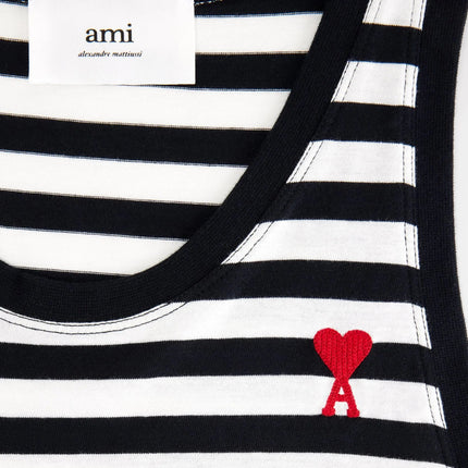 AMI Alexandre Mattiussi Unisex Striped Ami de Coeur Tanktop Black