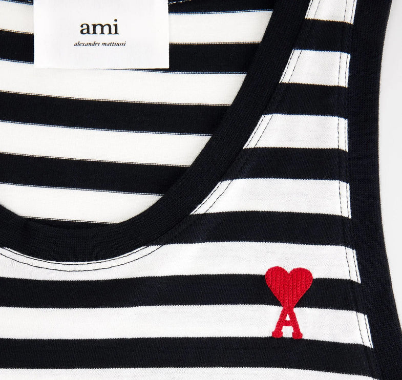 AMI Alexandre Mattiussi Unisex Striped Ami de Coeur Tanktop Black