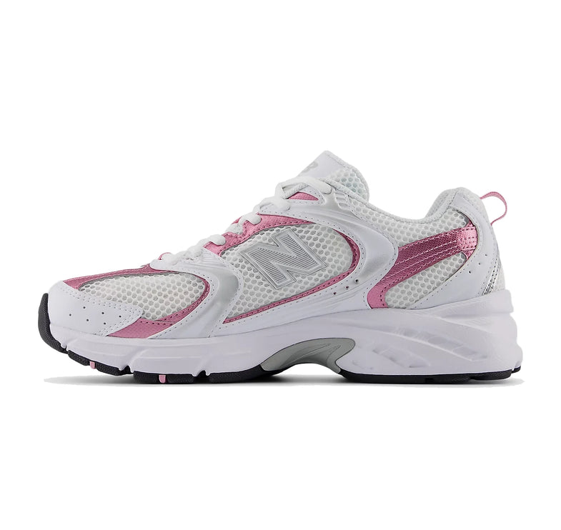 New Balance 530 White with Pink Sugar and Silver Metallic MR530PK