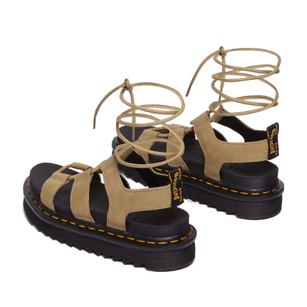 Dr. Martens Women's Nartilla Tumbled Nubuck Leather Gladiator Sandals Savannah Tan