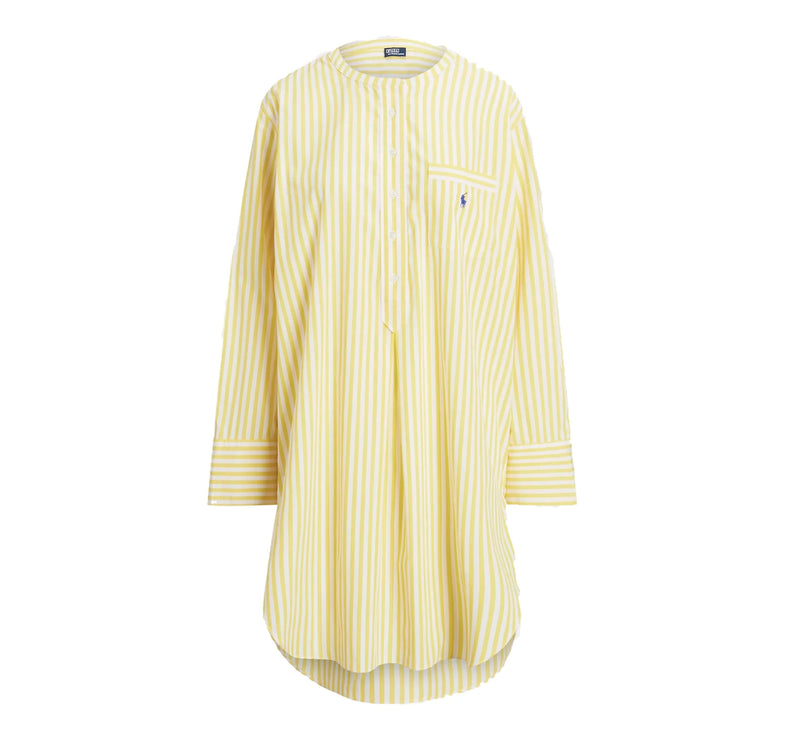 Polo Ralph Lauren Women's Striped Poplin Sleep Shirt Lemon Zest