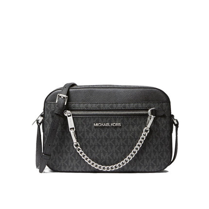 Michael Kors Women's Jet Set Large Logo Crossbody Bag Silver/Black