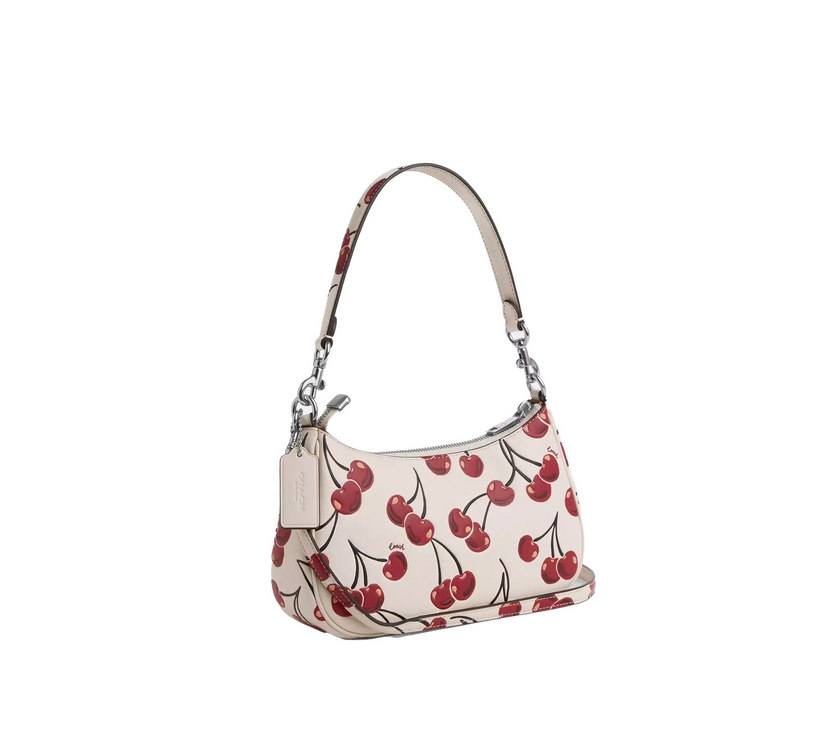 Coach Women's Teri Shoulder Bag With Cherry Print Silver/Chalk Multi