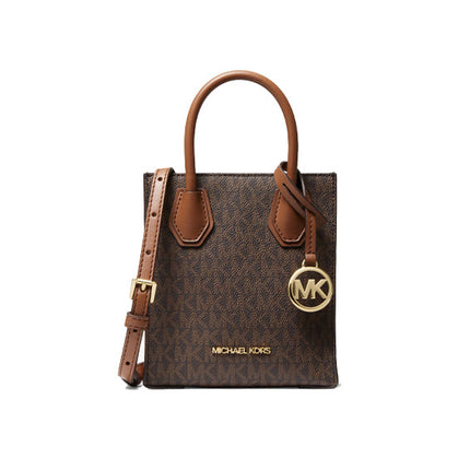 Michael Kors Women's Mercer Extra Small Logo and Leather Crossbody Bag Brown