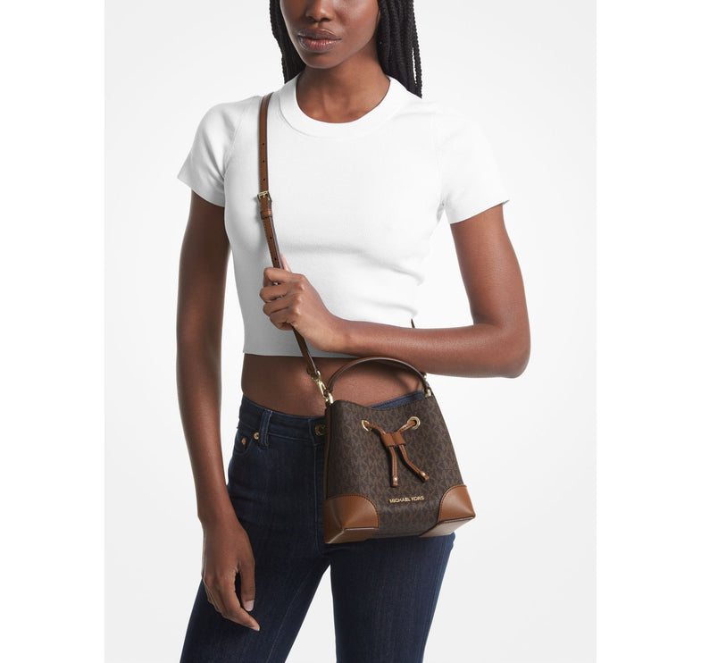 Michael Kors Women's Mercer Small Logo Bucket Bag Brown