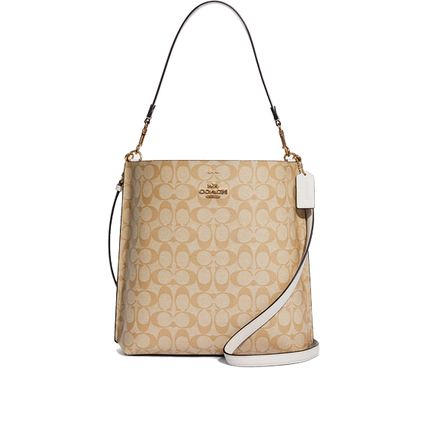 Coach Women's Mollie Bucket Bag In Signature Canvas Gold/Light Khaki Chalk