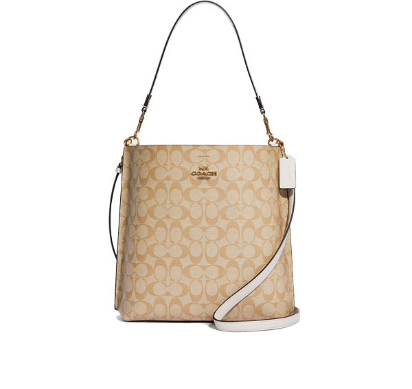 Coach Women's Mollie Bucket Bag In Signature Canvas Gold/Light Khaki Chalk