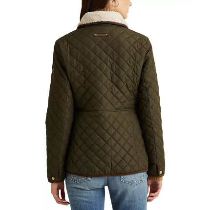 Ralph Lauren Women's Corduroy Trim Quilted Coat Litchfield - Ready to Ship