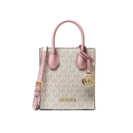 Michael Kors Women's Mercer Extra Small Logo and Leather Crossbody Bag Powder Blush Multi