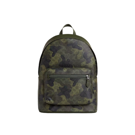 Coach Unisex West Backpack In Signature Camo Print Qb/Dark Shamrock Multi