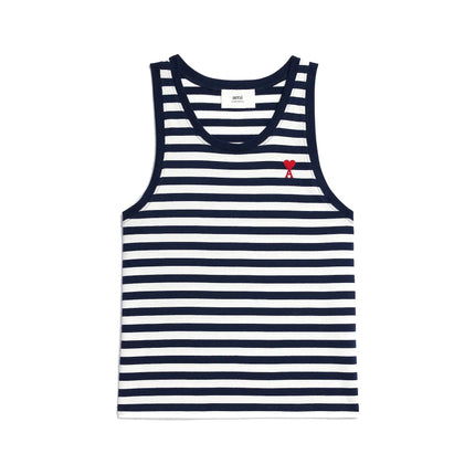 AMI Alexandre Mattiussi Unisex Striped Ami de Coeur Tanktop Nautic Blue