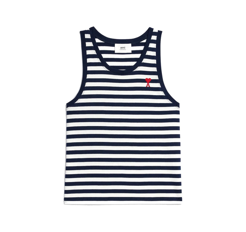 AMI Alexandre Mattiussi Unisex Striped Ami de Coeur Tanktop Nautic Blue