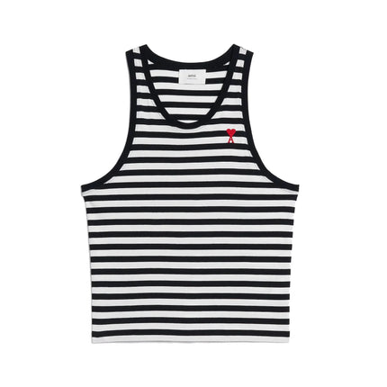 AMI Alexandre Mattiussi Unisex Striped Ami de Coeur Tanktop Black