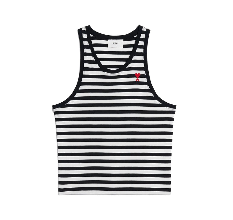 AMI Alexandre Mattiussi Unisex Striped Ami de Coeur Tanktop Black