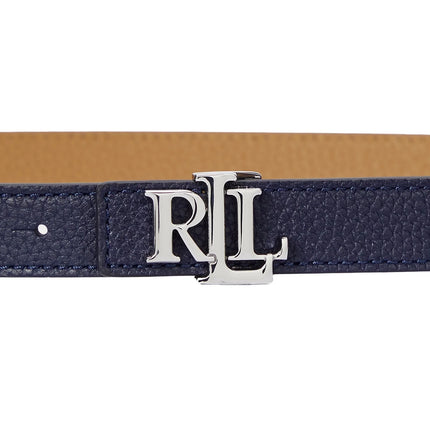 Polo Ralph Lauren Women's Logo Reversible Leather Skinny Belt Refined Navy/Camel - Hemen Kargoda