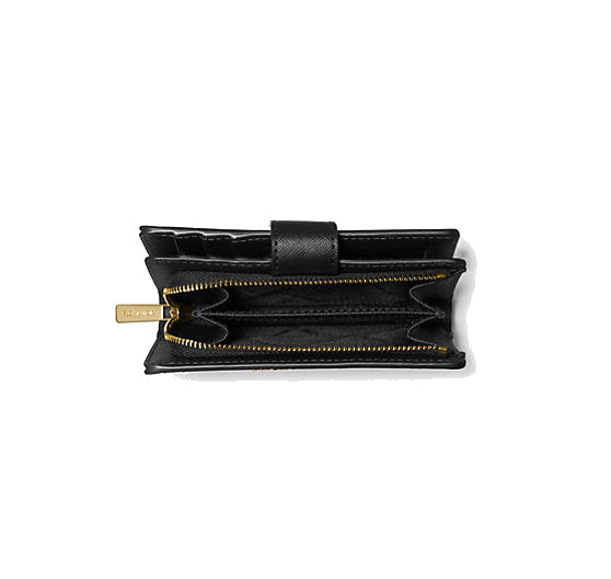 Michael Kors Women's Medium Crossgrain Leather Wallet Black/Gold