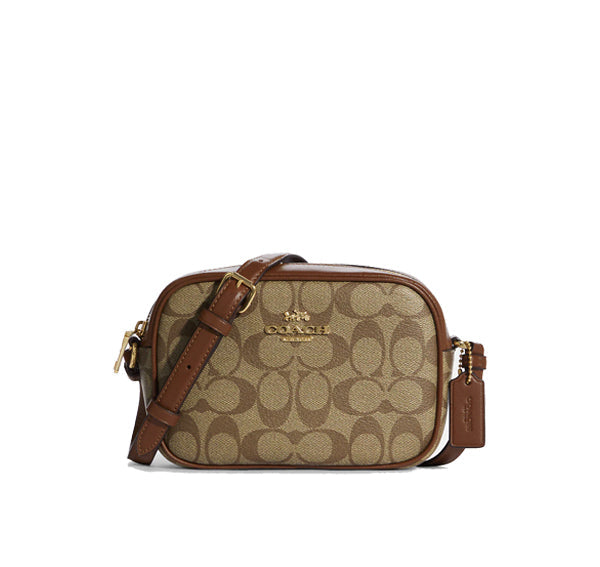 Coach Women's Mini Jamie Camera Bag In Signature Canvas Gold/Khaki Saddle 2