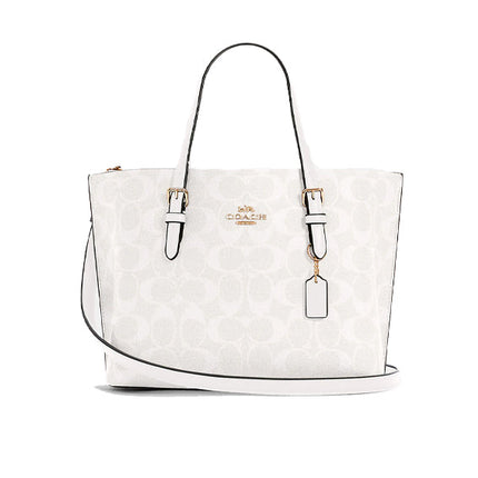 Coach Women's Mollie Tote 25 In Signature Canvas Gold/Chalk/Glacierwhite