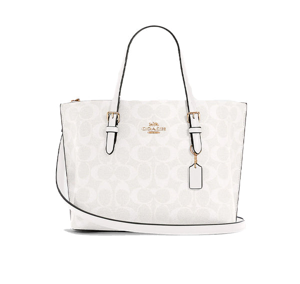 Coach Women's Mollie Tote 25 In Signature Canvas Gold/Chalk/Glacierwhite