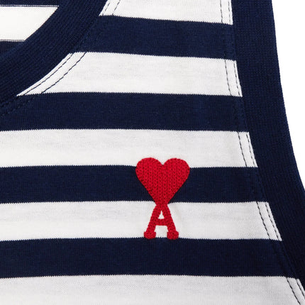 AMI Alexandre Mattiussi Unisex Striped Ami de Coeur Tanktop Nautic Blue