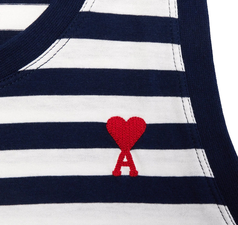 AMI Alexandre Mattiussi Unisex Striped Ami de Coeur Tanktop Nautic Blue