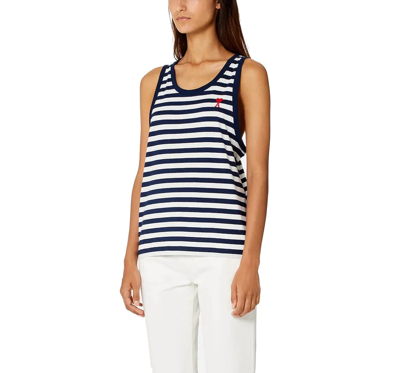 AMI Alexandre Mattiussi Unisex Striped Ami de Coeur Tanktop Nautic Blue