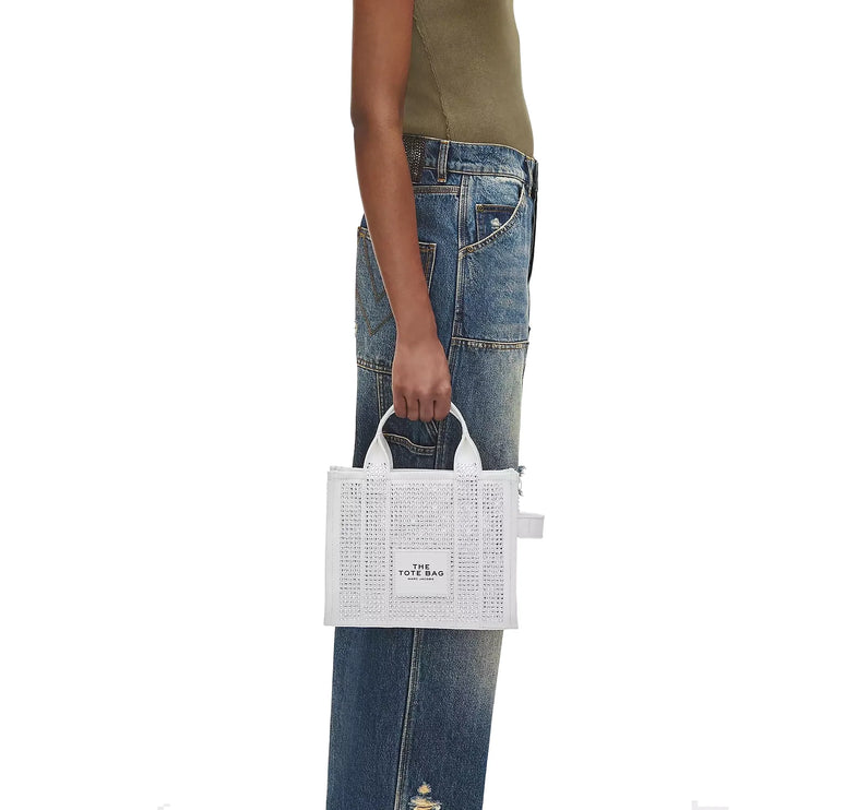 Marc Jacobs Women's The Crystal Denim Small Tote Bag White Crystal