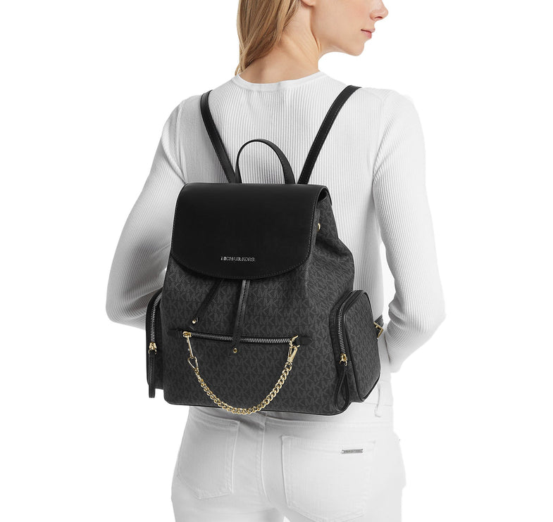 Michael Kors Women's Jet Set Large Logo Backpack Black
