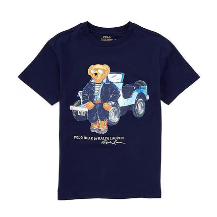 Polo Ralph Lauren Boy's Short Sleeve Polo Bear Jersey Graphic T-Shirt Navy - Ready to Ship