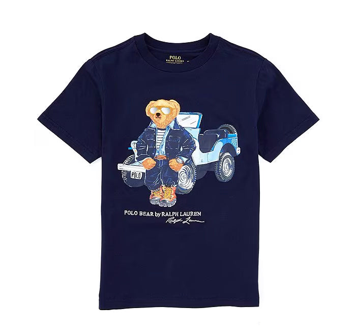 Polo Ralph Lauren Boy's Short Sleeve Polo Bear Jersey Graphic T-Shirt Navy - Ready to Ship