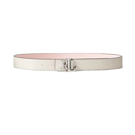 Polo Ralph Lauren Women's Logo Reversible Lizard Embossed Belt Tea Rose/Soft White