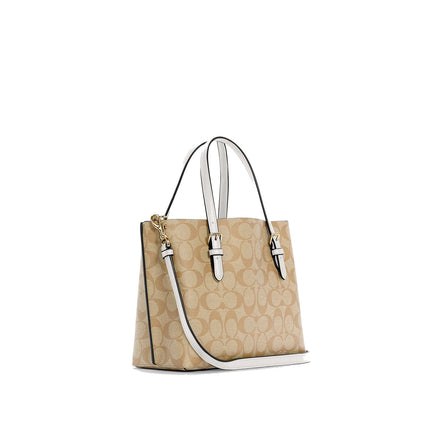 Coach Women's Mollie Tote 25 In Signature Canvas Gold/Light Khaki Chalk